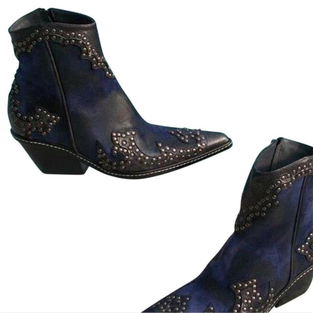 Donald Pliner Western Ocean Suede Crush Metallic Leather Boot Shoe $625 NWT - Picture 5 of 11